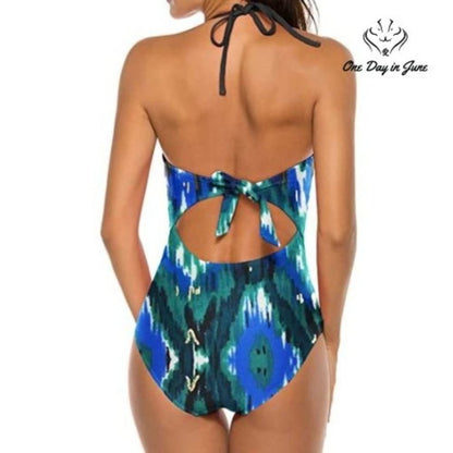 Urchics Halter Plunge One Piece Swimsuit Size M