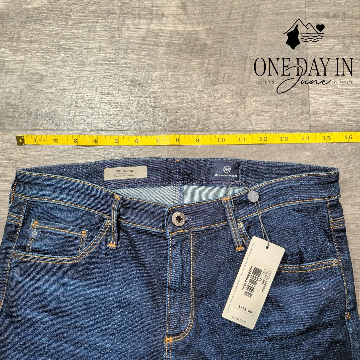AG Adriano Goldschmied The Harper Essential Straight Jeans Dark NWT $172 Size 6