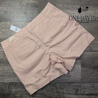 Loft Geometric Print Flat Front Shorts Pink White 6 Inch NWT Size 8
