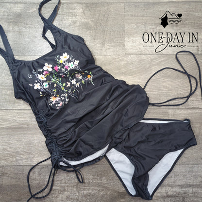 CharmLeaks Drawstring Tankini Swimsuit Size L