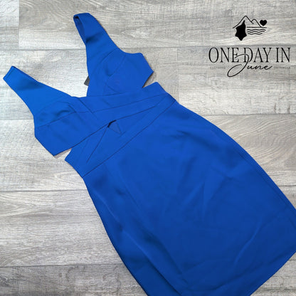 Bcbgmaxazria Annalisa Cutout Dress Deep Royal Blue Bodycon NWT Size 4