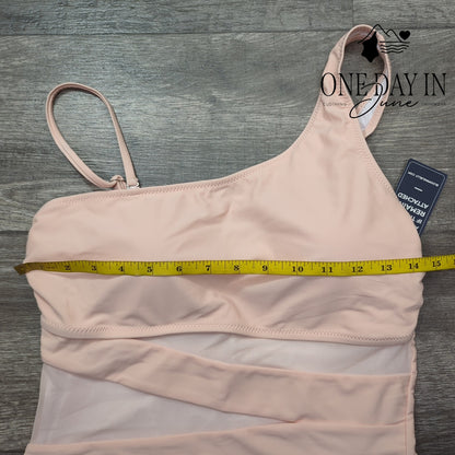 Blooming Jelly One Shoulder Mesh One Piece Swimsuit Size L
