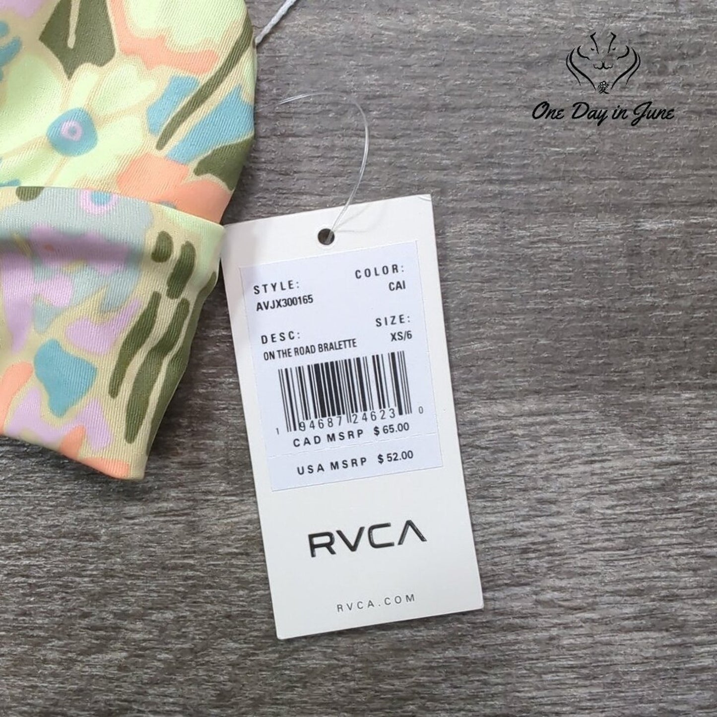 RVCA On The Road Bralette Bikini Top Floral Adjustable NWT $52 Size XS