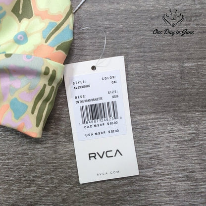 RVCA On The Road Bralette Bikini Top Floral Adjustable NWT $52 Size XS