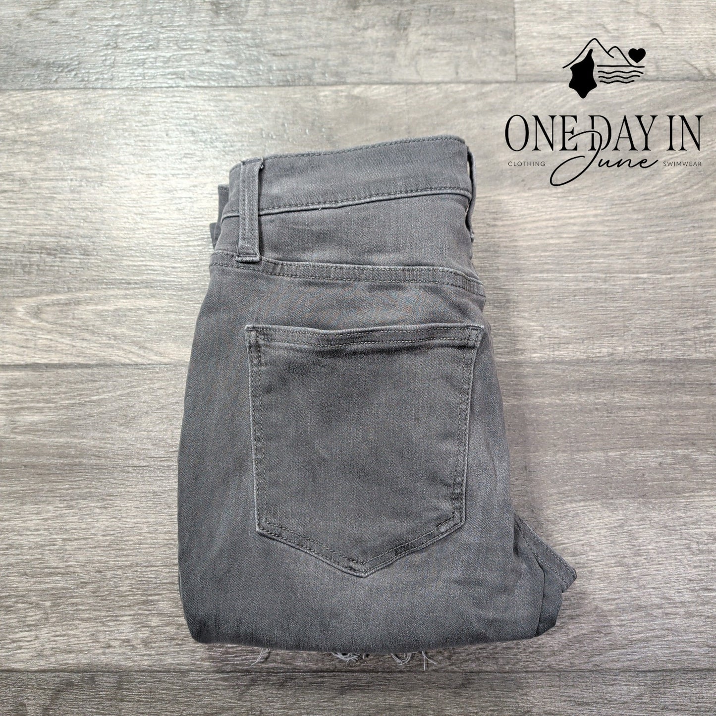 Lucky Brand High Rise Skinny Ankle Jeans Gray Raw Hem Stretch Size 4 (27)