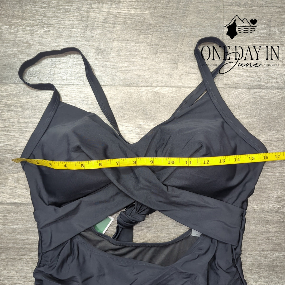 Eomenie Cross Front Cutout One Piece Swimsuit Black Tie Back NWT Size L