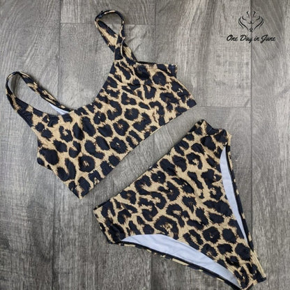 Pink Queen Crop Top High Waist Bikini Swimsuit Size XL