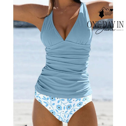Beachsissi V Front Tummy Control Tankini Swimsuit Size M