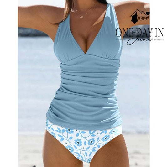 Beachsissi V Front Tummy Control Tankini Swimsuit Size M