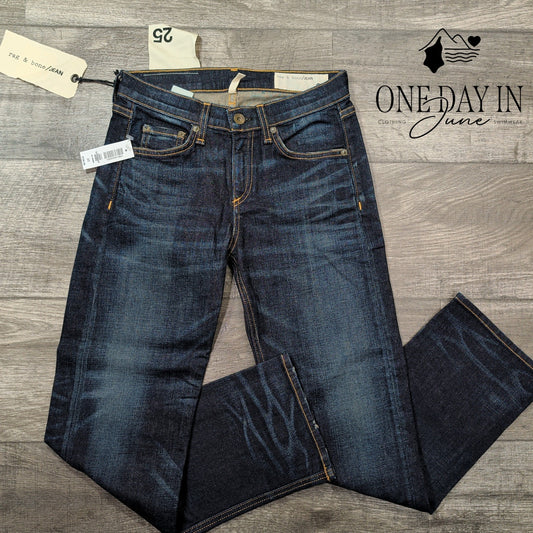 Rag & Bone Crop Straight Leg Jeans Dark Wash Denim NWT $198 Size 0 (25)