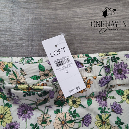 Loft Floral Belted Skirt Size 12