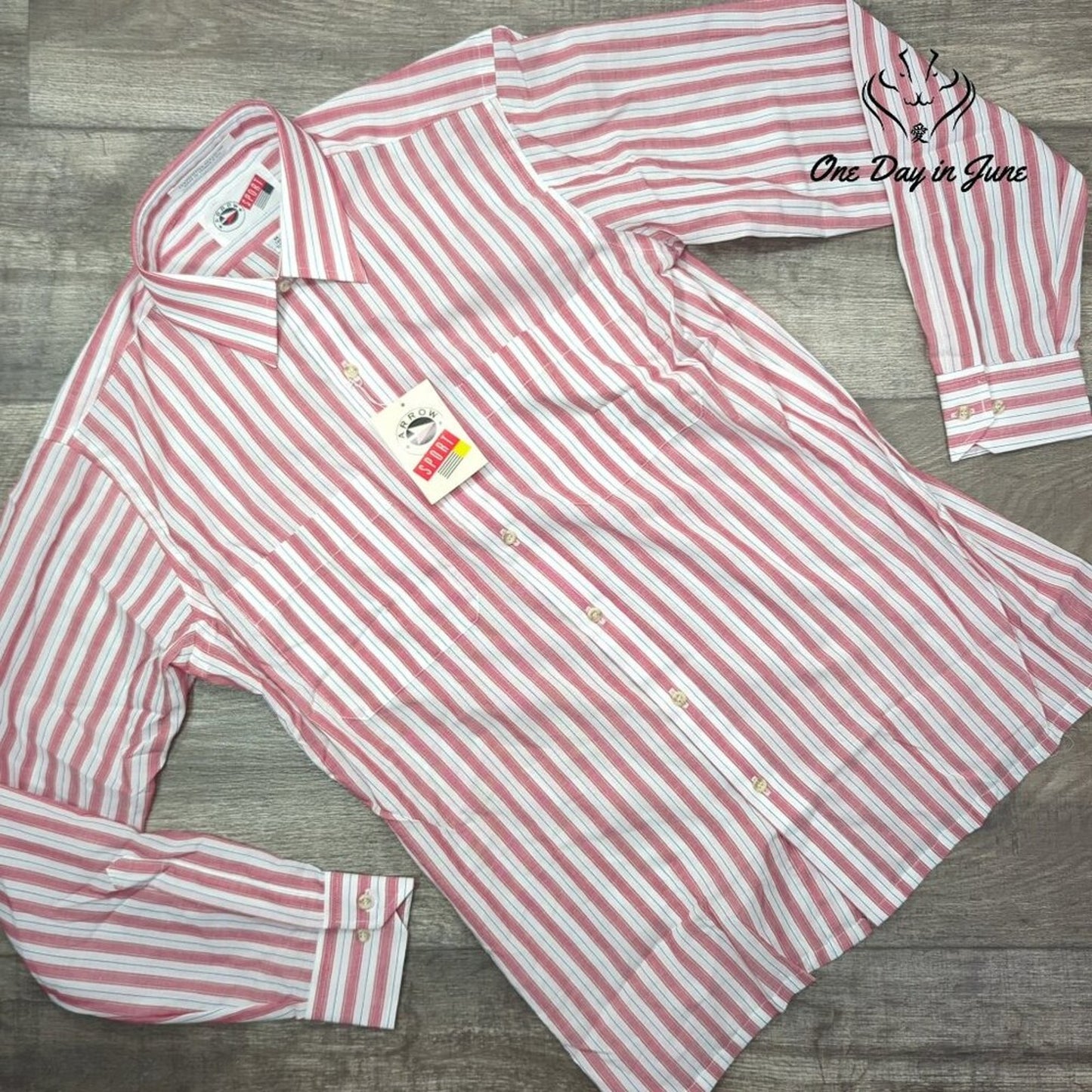 Arrow Sport Wrinkle Free Striped Button Down Shirt NWT Size M
