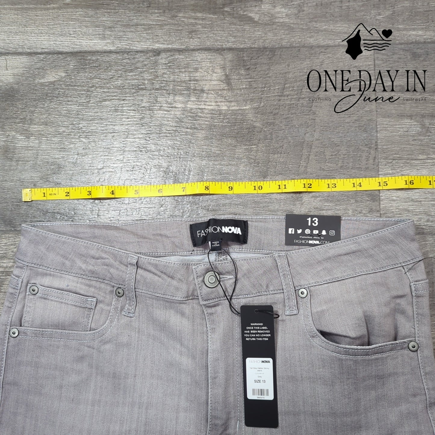 Fashion Nova Juniors Tall Grey Matter Skinny Jeans Size 13