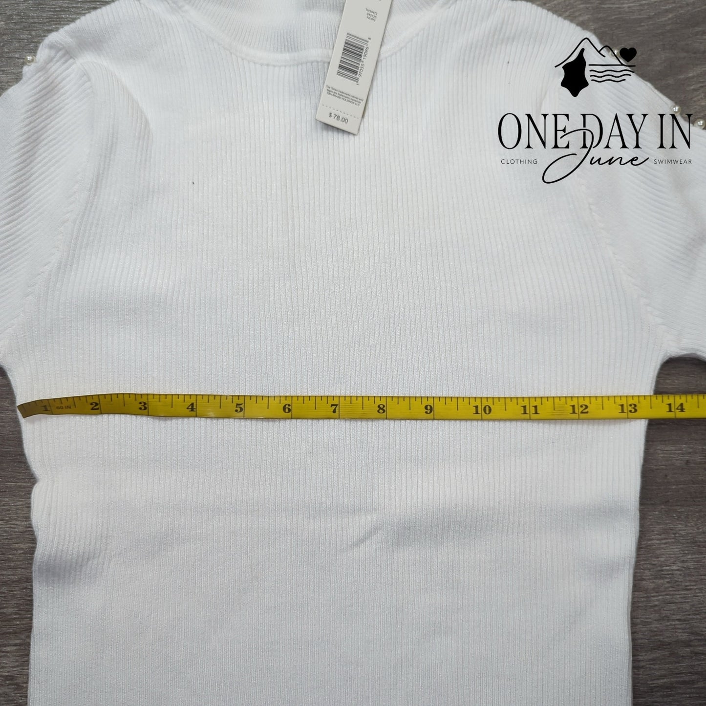 Tahari Beaded Sleeve Ribbed Long Sleeve Sweater Size L