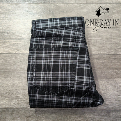 AG Adriano Goldschmied Jodi Crop Jeans Black Gray Plaid NWT Size 2 (26)