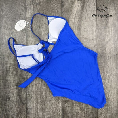 Qearal Tie Front Strappy One Piece Swimsuit Size M