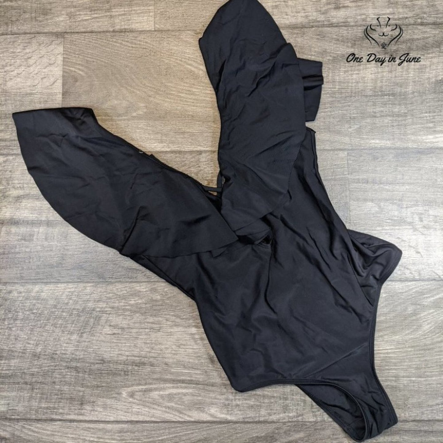 Tempt Me Ruffled Lace Up V Neck Plunge One Piece Size S