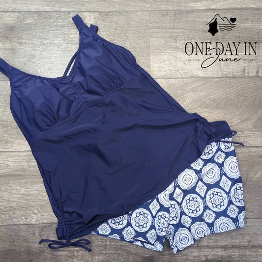 Tempt Me Cage Back Boyshort Tankini Swimsuit Size XL