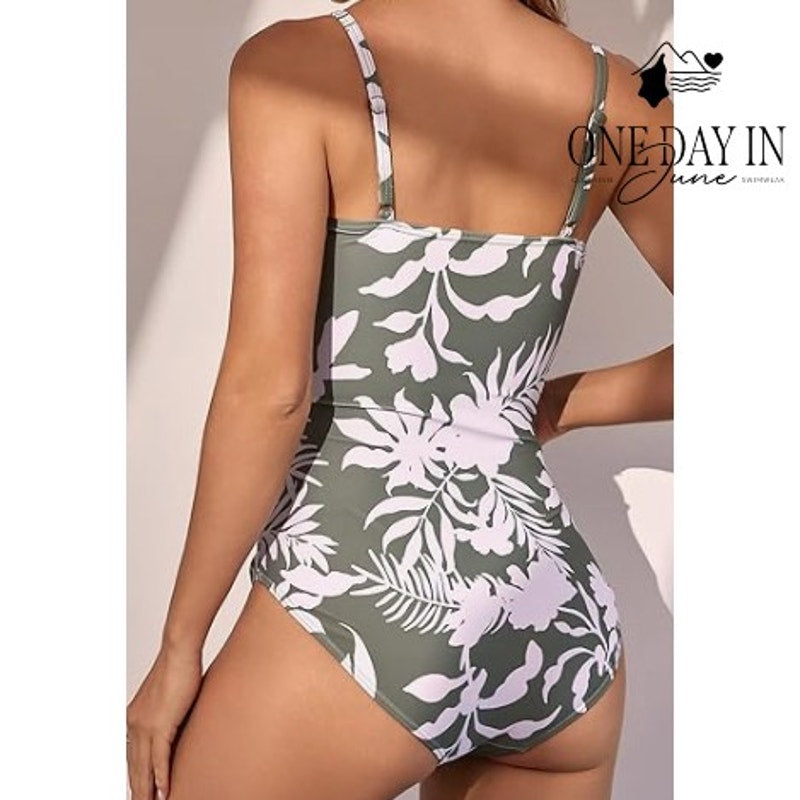 Eomenie Tropical Tummy Control One Piece Swimsuit Size M