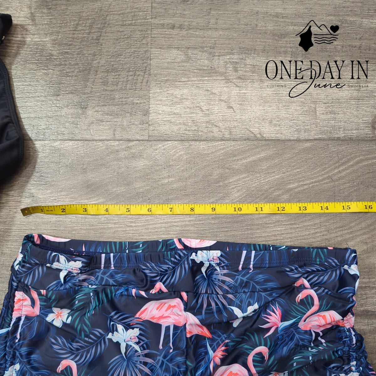 Yonique Blouson Tankini Swimsuit Black Flamingo Print Boyshorts NWT Size XL