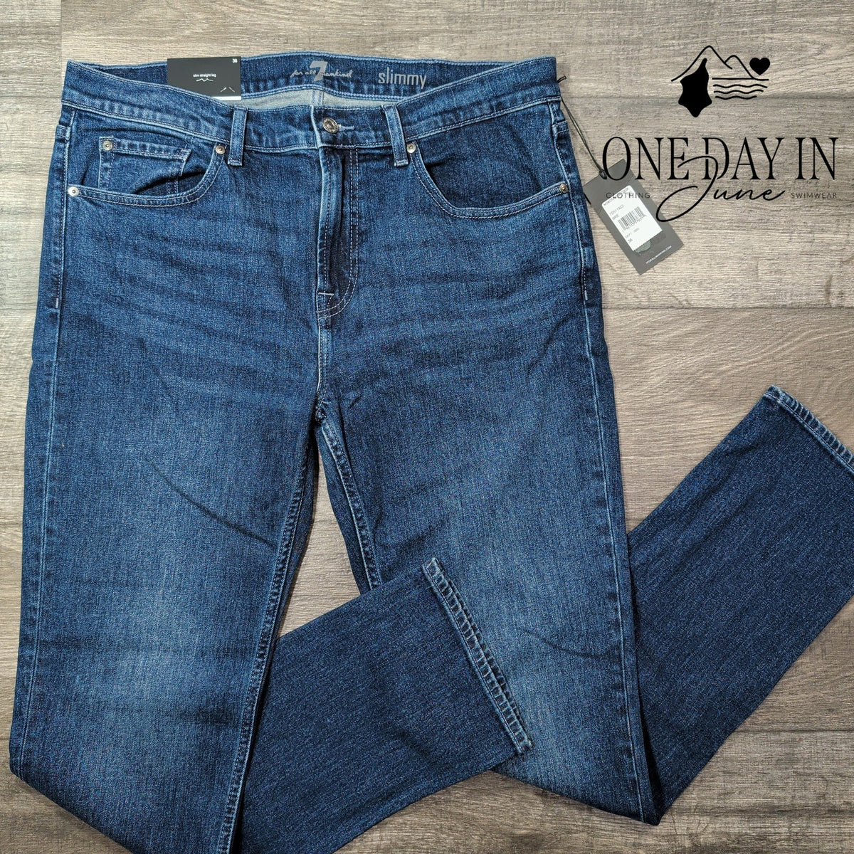 7 For All Mankind Slimmy Slim Straight Leg Jeans Blue NWT Size 36X33