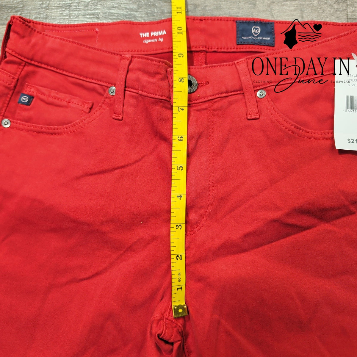 AG Adriano Goldschmied The Prima Cigarette Leg Jeans Red NWT Size 4 (27)