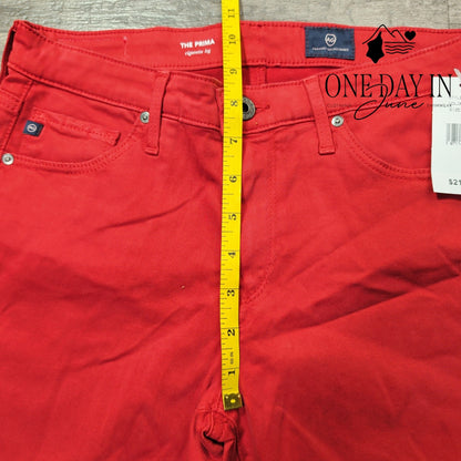 AG Adriano Goldschmied The Prima Cigarette Leg Jeans Red NWT Size 4 (27)