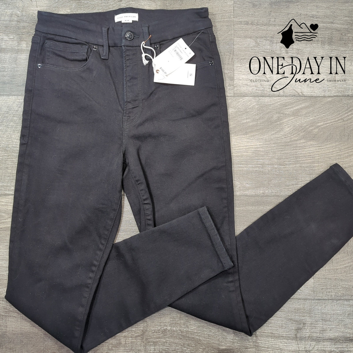 Good American Always Fits Good Legs Skinny Jeans Black NWT $155 Size 6