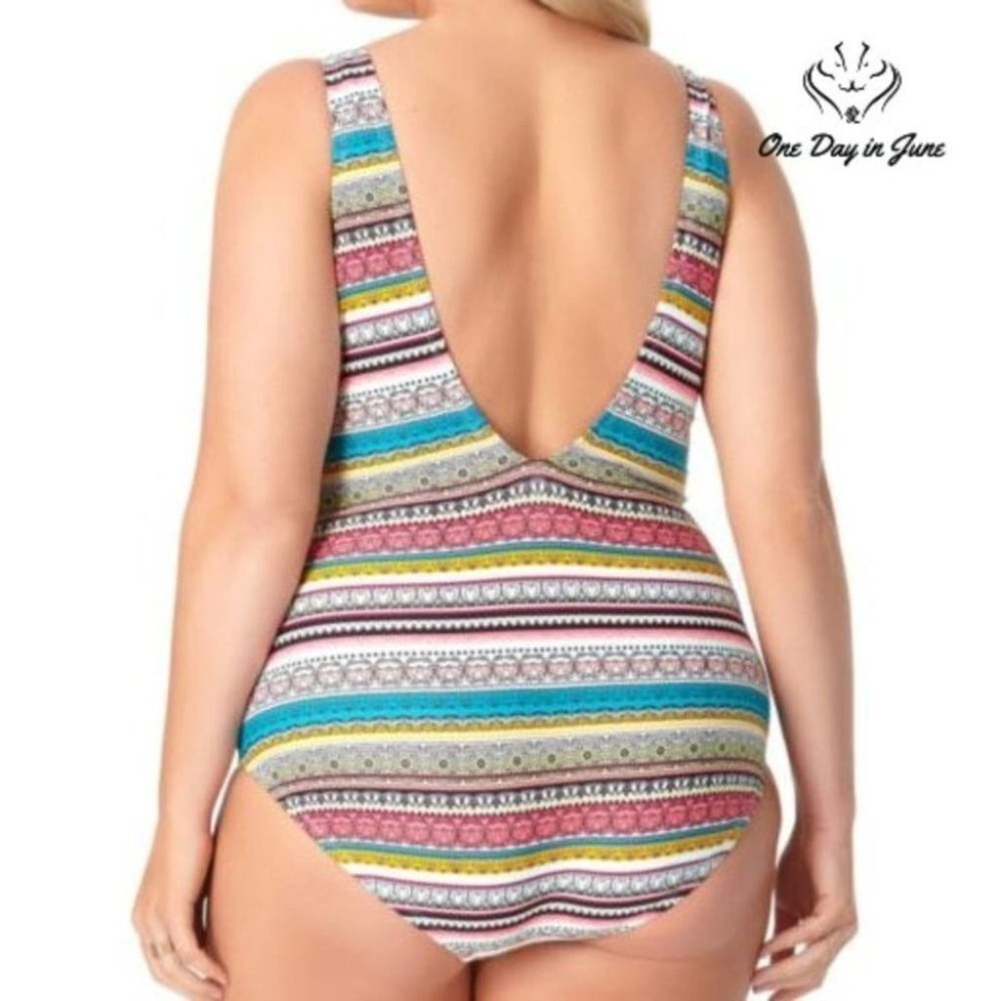 Liz Claiborne Striped One Piece Size 16W