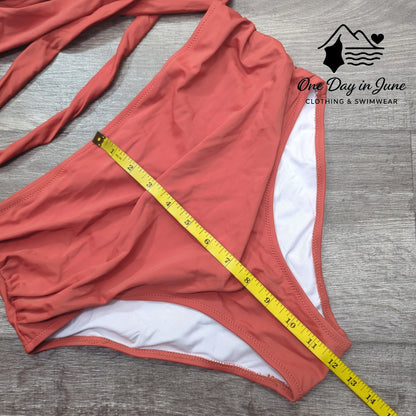 Charmleaks Cross Front Wrap Tie High Waist Bikini Swimsuit Size L