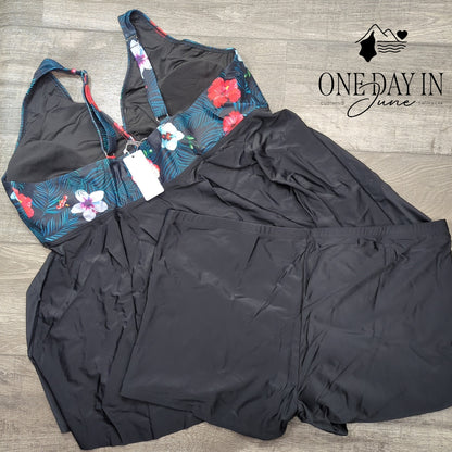 Yonique Plus Size Boyshort Tankini Swimsuit Size 26W