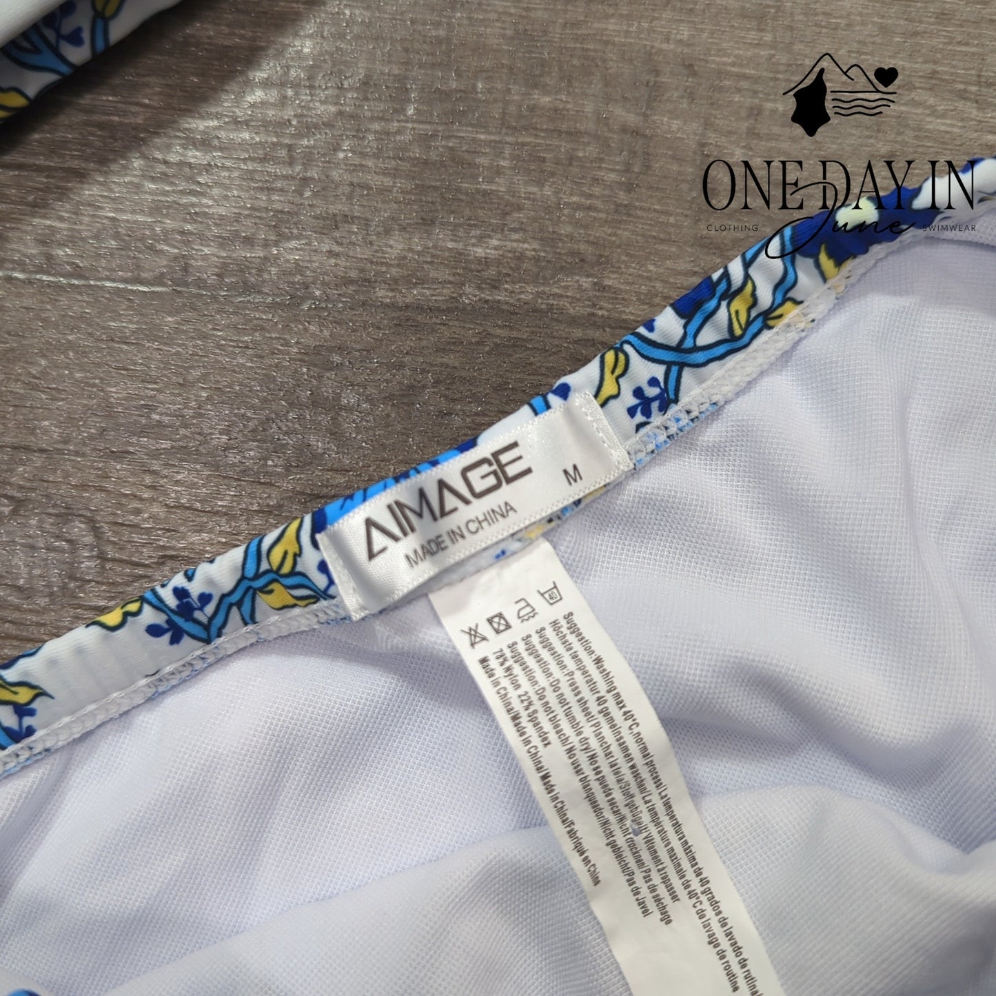 Aimage Floral Crop Bikini Swimsuit Size M