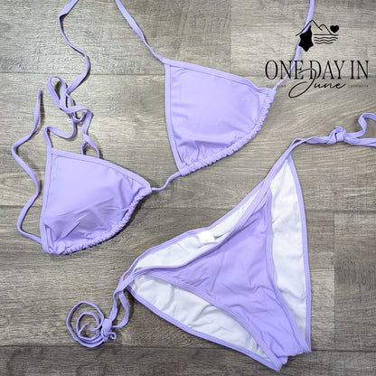 Aleumdr Halter Adjustable Triangle Bikini Swimsuit Size L