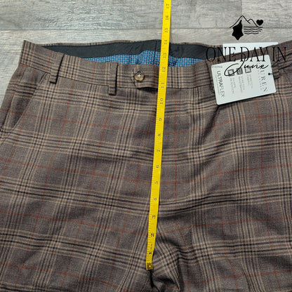 Ralph Lauren Edgewood Plaid Wool Dress Pants Brown NWT Size 38X32