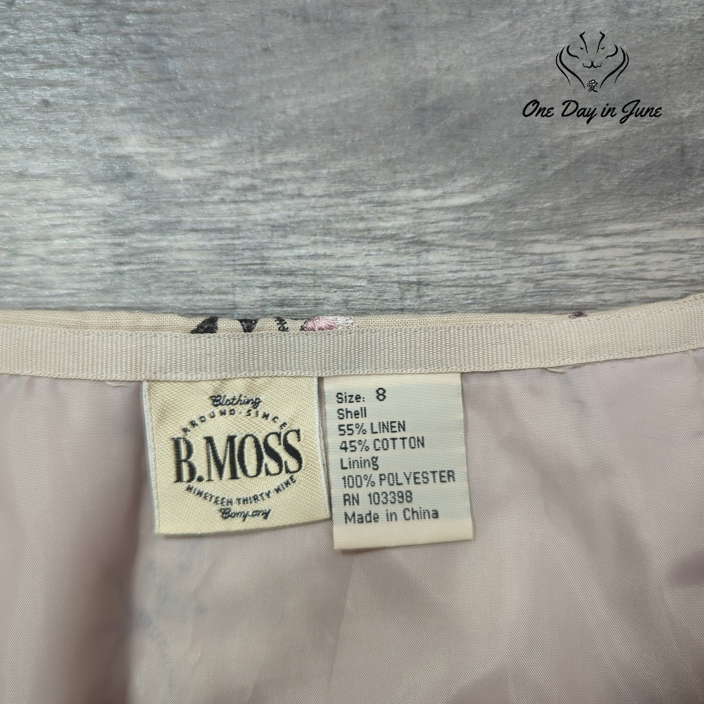 B. Moss Clothing Company Embroidered Linen Skirt Size 8