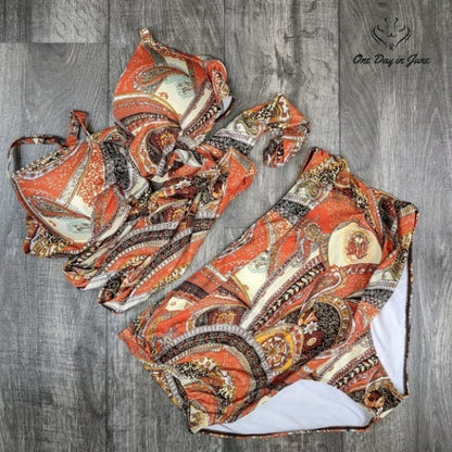 Sea Grove Plus Size High Waist Bandage Bikini Swimsuit Size 5XL