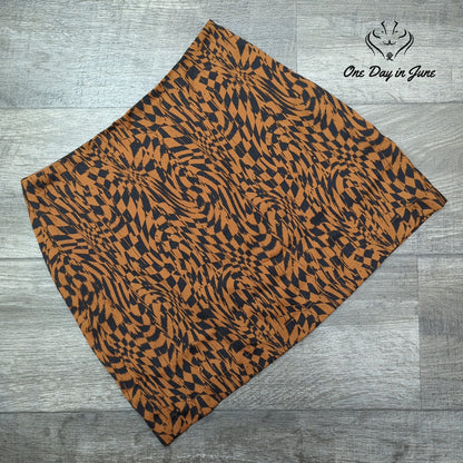 Free People Geometric Animal Print Mini Skirt Brown Black NWT Size 4