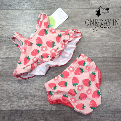 Youngertree Starwberry Ruffle Bikini Swimsuit Size 2-3T