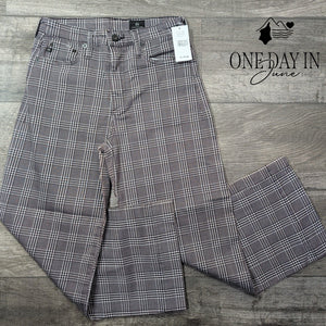 AG Adriano Goldschmied Wide Leg Crop Pants Plaid Houndstooth NWT Size 4 (27)
