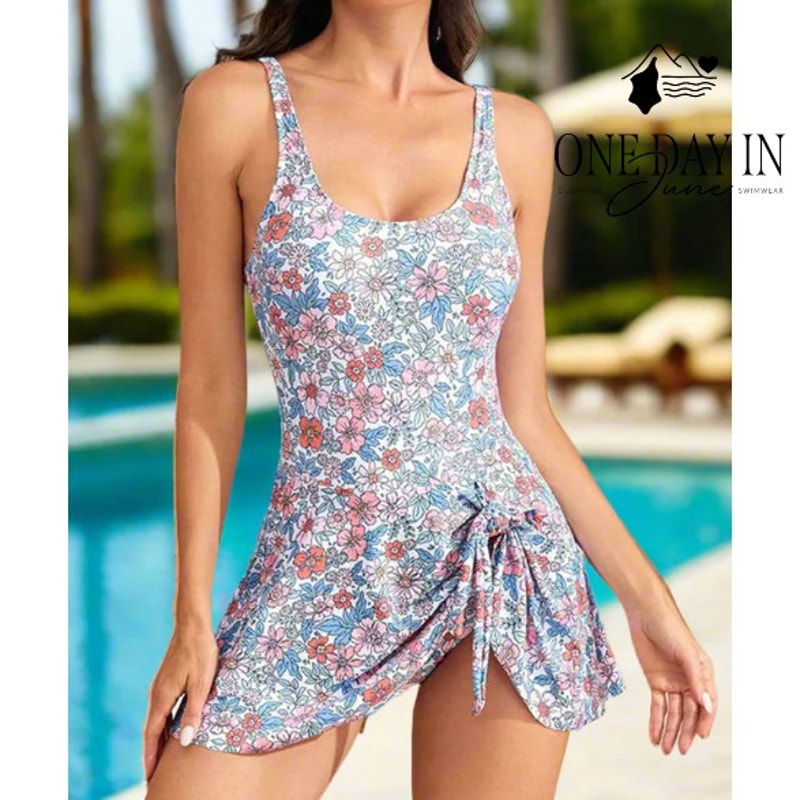 Eomenie Floral Skirted One Piece Swimsuit Size M