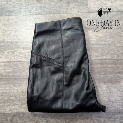 Marc New York Faux Leather Slim Leg Pants Black Full Control Waist NWT Size M