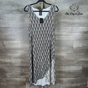 Design History Sleeveless Chevron Midi Dress Black White Asymmetrical NWT Size M