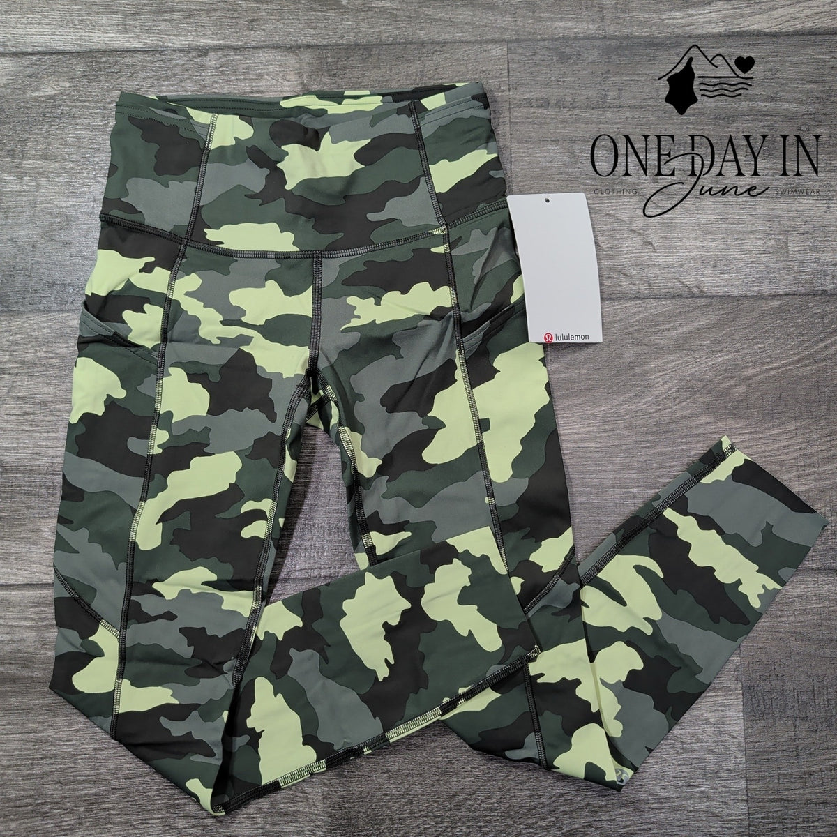 Lululemon Fast Free HR Tight 25" Heritage 365 Camo Crispin Green NWT Size 4