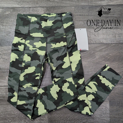 Lululemon Fast Free HR Tight 25" Heritage 365 Camo Crispin Green NWT Size 4