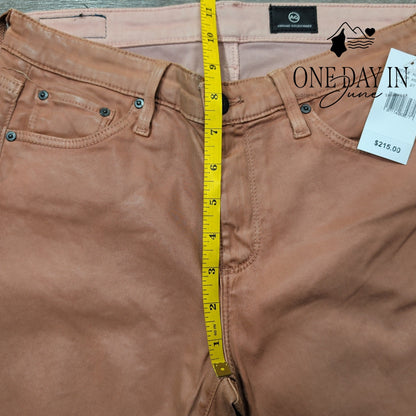 AG Adriano Goldschmied Coated Straight Leg Rose Brown Faux Leather NWT Size 4