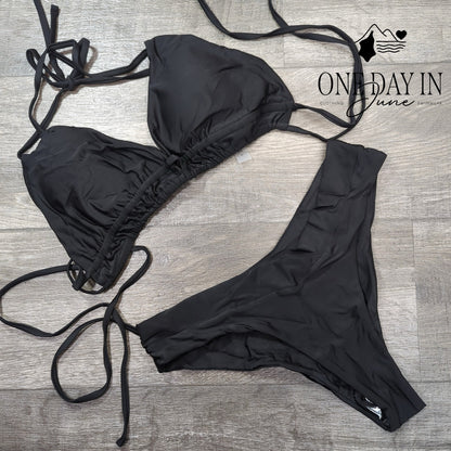 Meetall Halter Tie Back Cheeky Bikini Swimsuit Size L