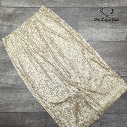 DR2 Daniel Rainn Gold Sequin Pull On Pencil Midi Skirt Lined Size S
