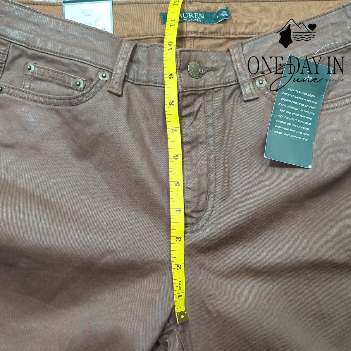Ralph Lauren Premier Skinny Ankle Coated Jeans Brown NWT Size 8