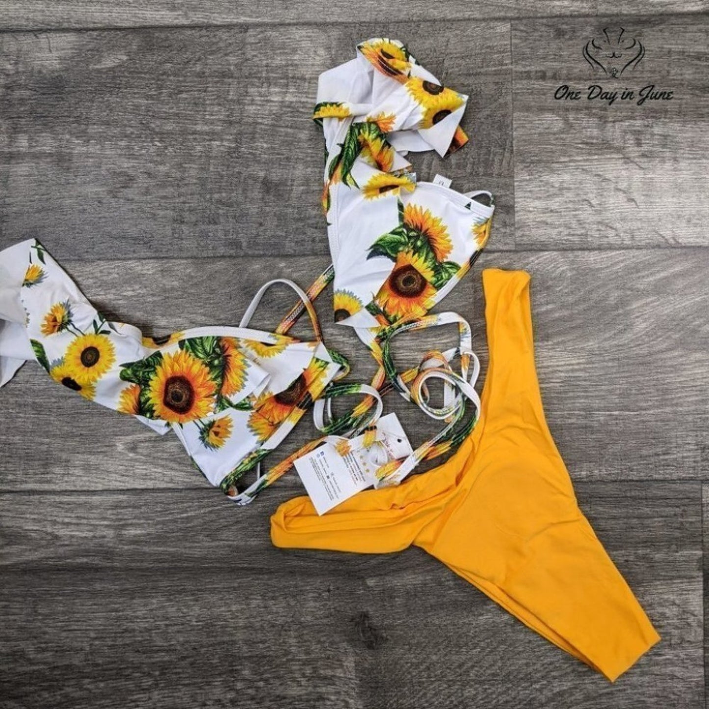 Vackutliv Ruffle Tie Bikini Swimsuit Size M