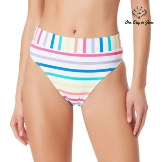 Sugar Beach Striped High Waist Bikini Bottom Size M